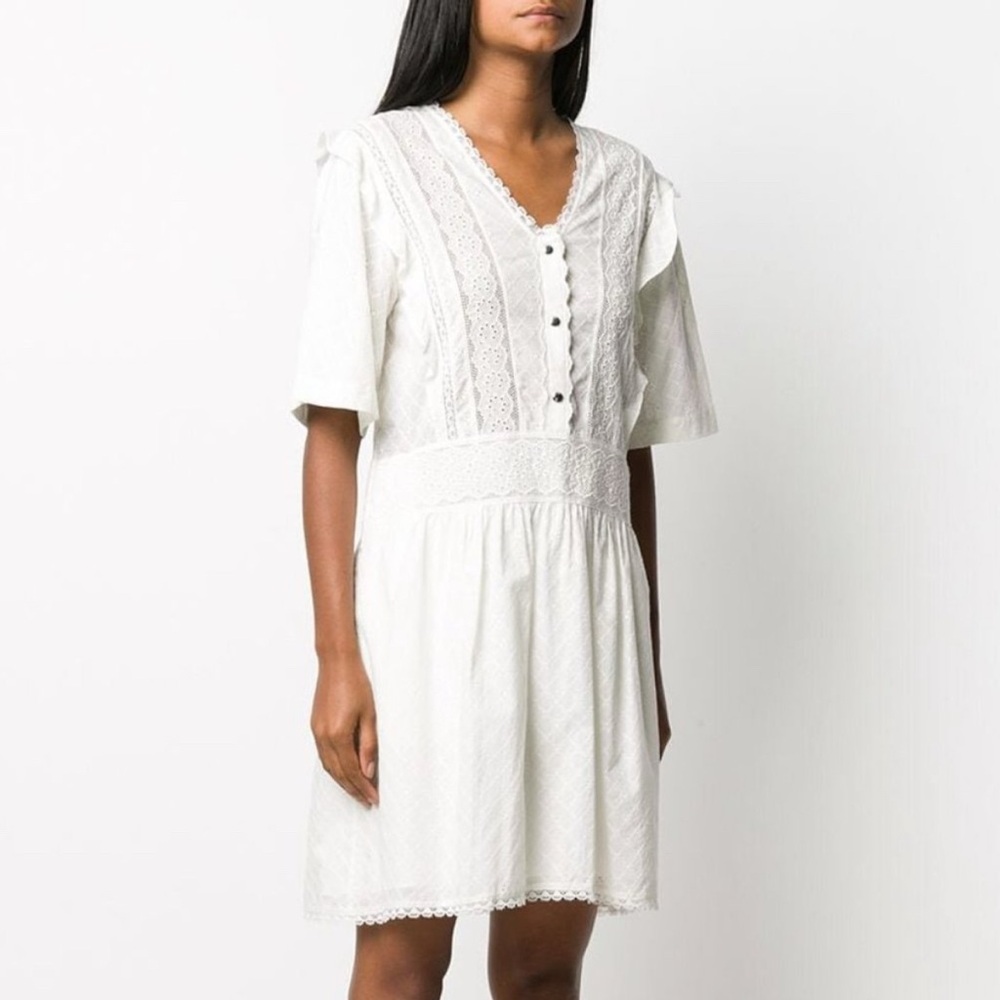 Coach Broderie Anglaise Lace Dress Flutter Sleeves size 8
